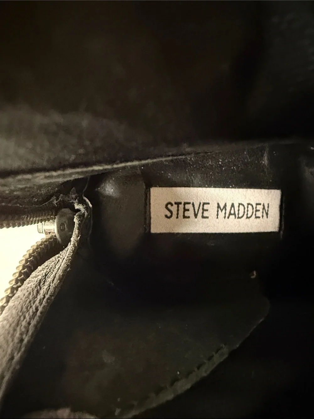 Steve Madden Black Over-the-Knee Leather Boots with Brown Buckle Strap